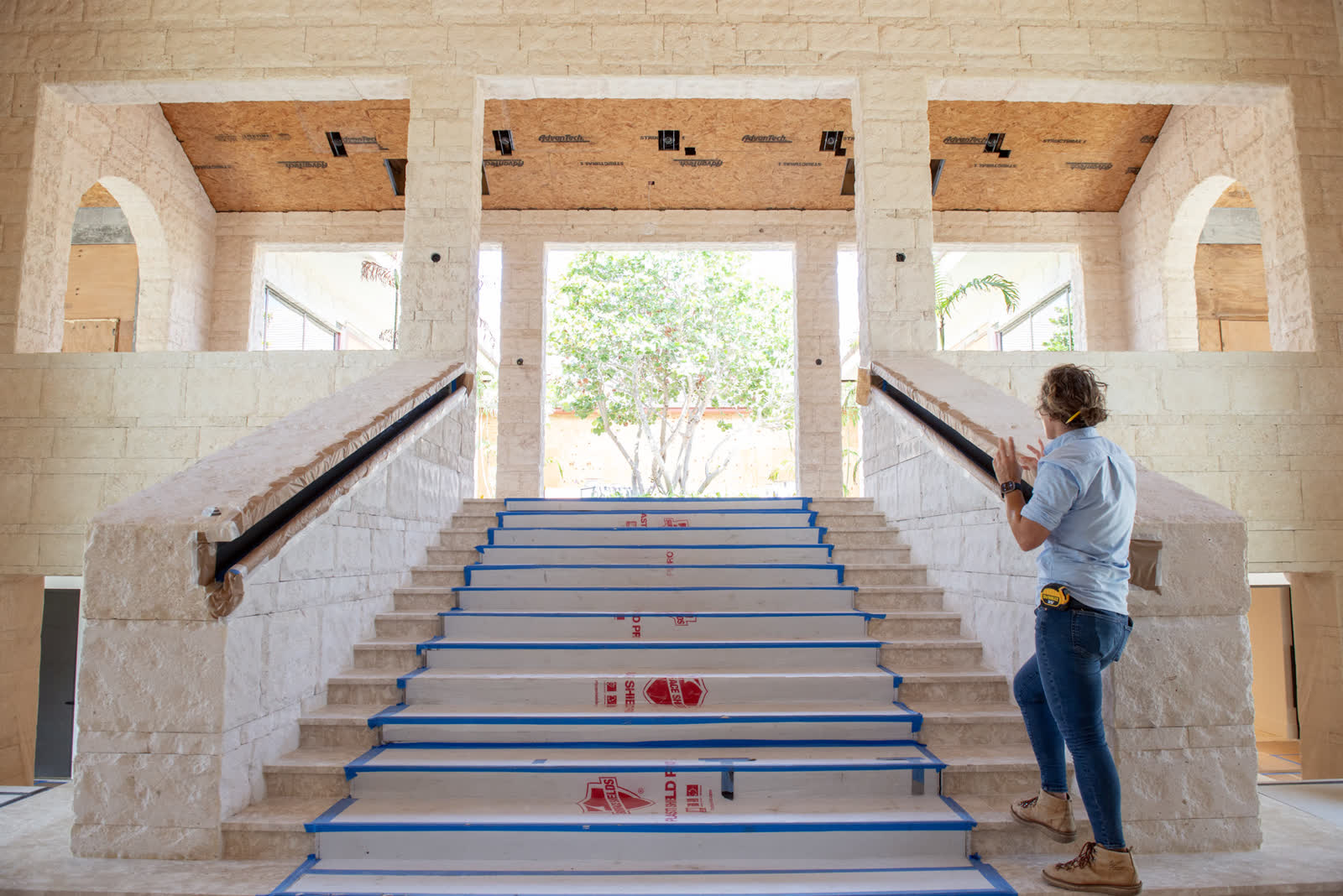 A stair under construction, mid-supervision